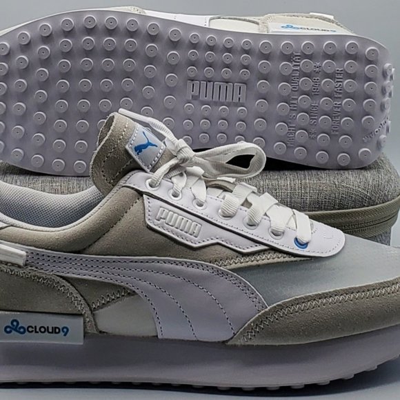 Puma Future Rider x Cloud9 Men's Size 8.5 White Cyan 380849-01 W/Laces New - Picture 3 of 10